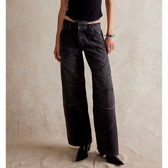 Free People Black Straight Leg Jeans - Picture 1 of 6